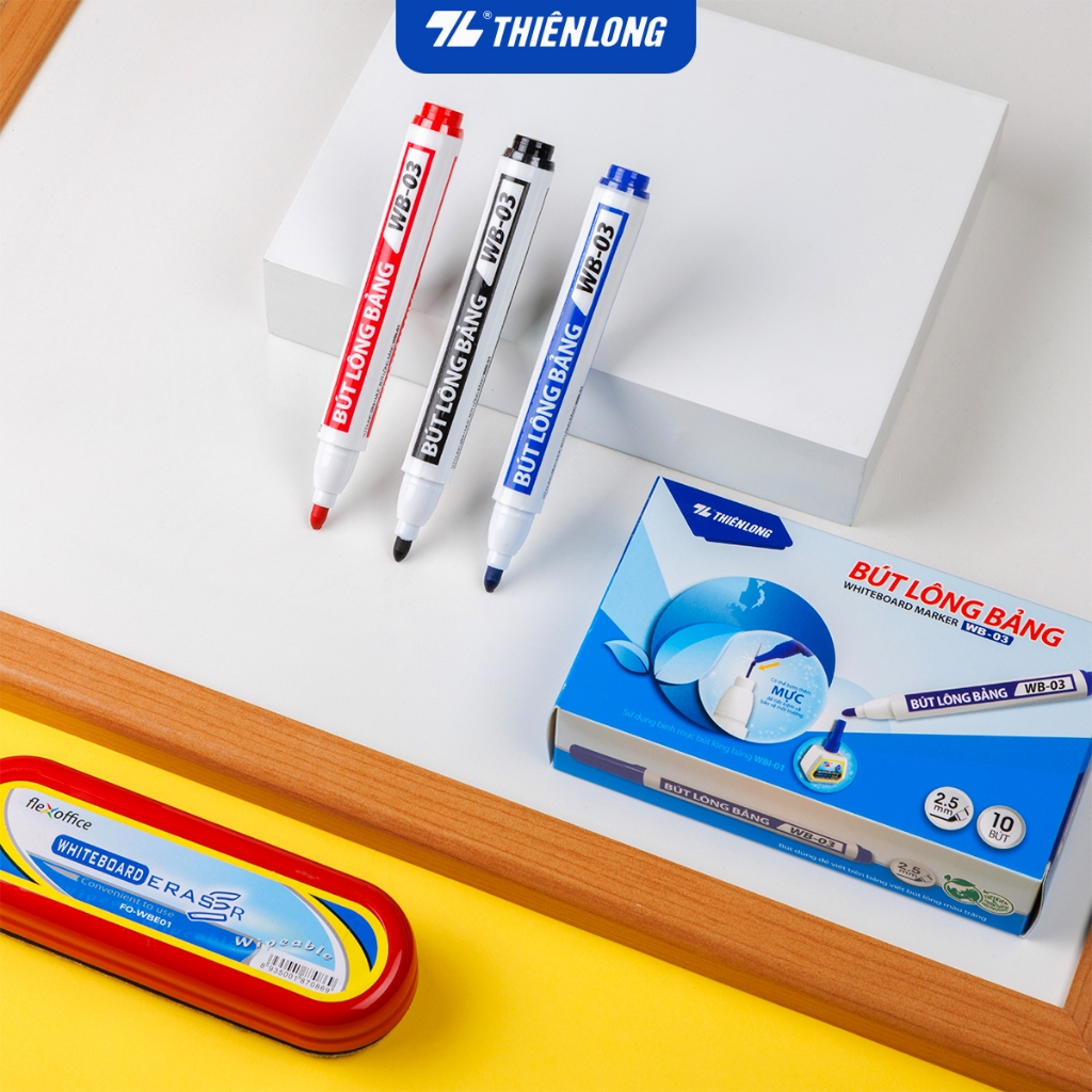 Ảnh Combo 5/10/20 Bút lông bảng Thiên Long WB-03 - Bút dạ viết bảng trắng xoá được, đầu bút viết êm trơn 2