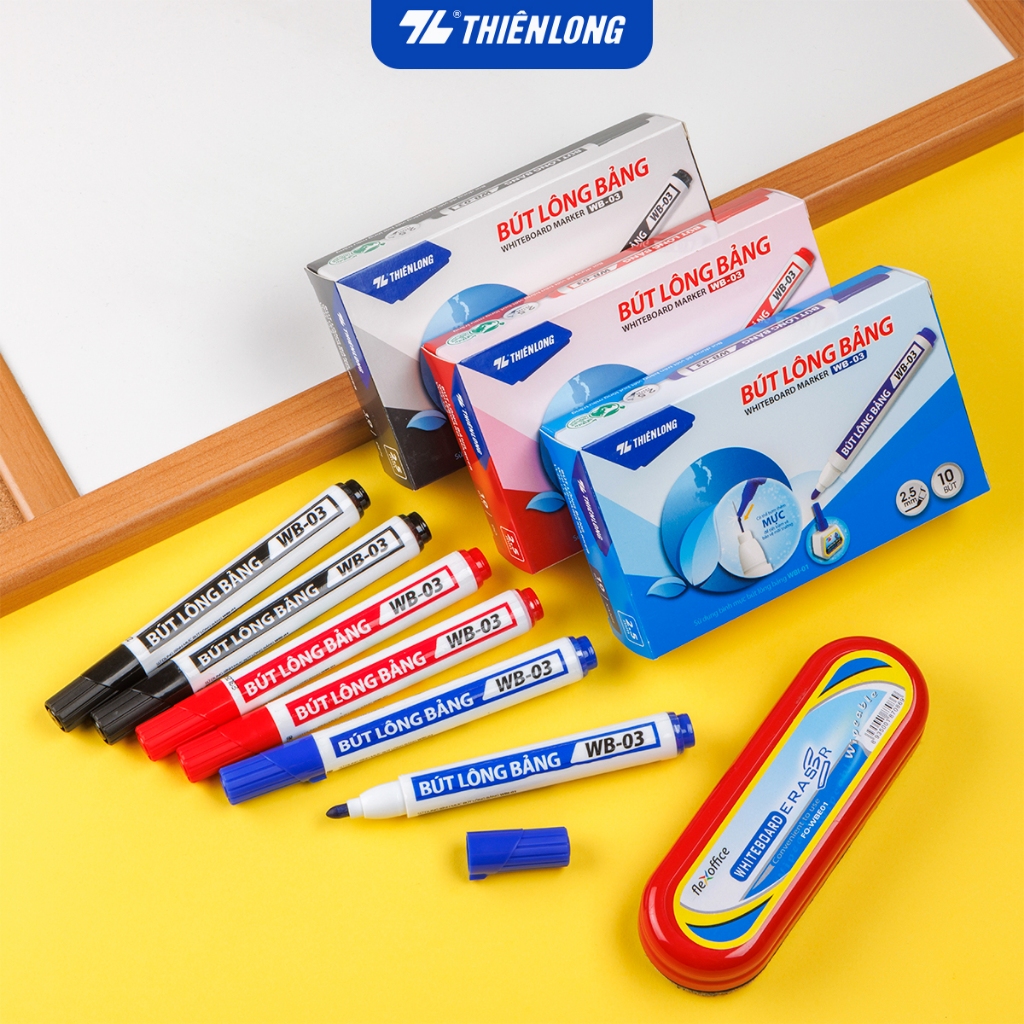 Ảnh Combo 5/10/20 Bút lông bảng Thiên Long WB-03 - Bút dạ viết bảng trắng xoá được, đầu bút viết êm trơn 1