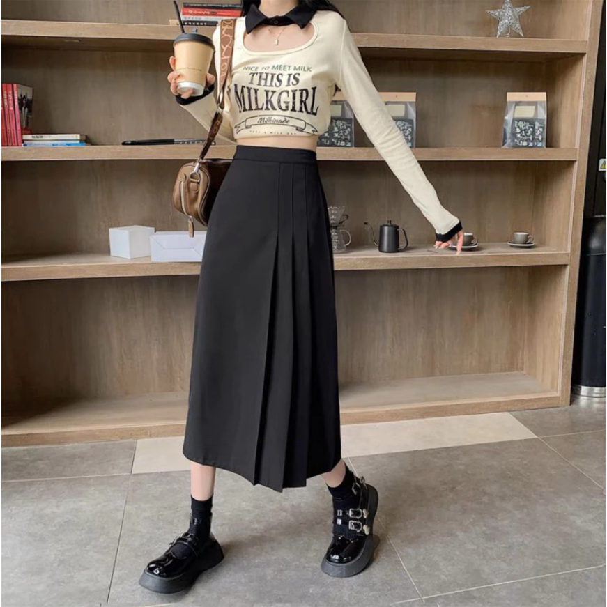 Chân Váy Chữ A Dài 70cm Xếp Ly_SHOPNGOCTRANG19_Thời Trang Công Sở 2024_CV125NT