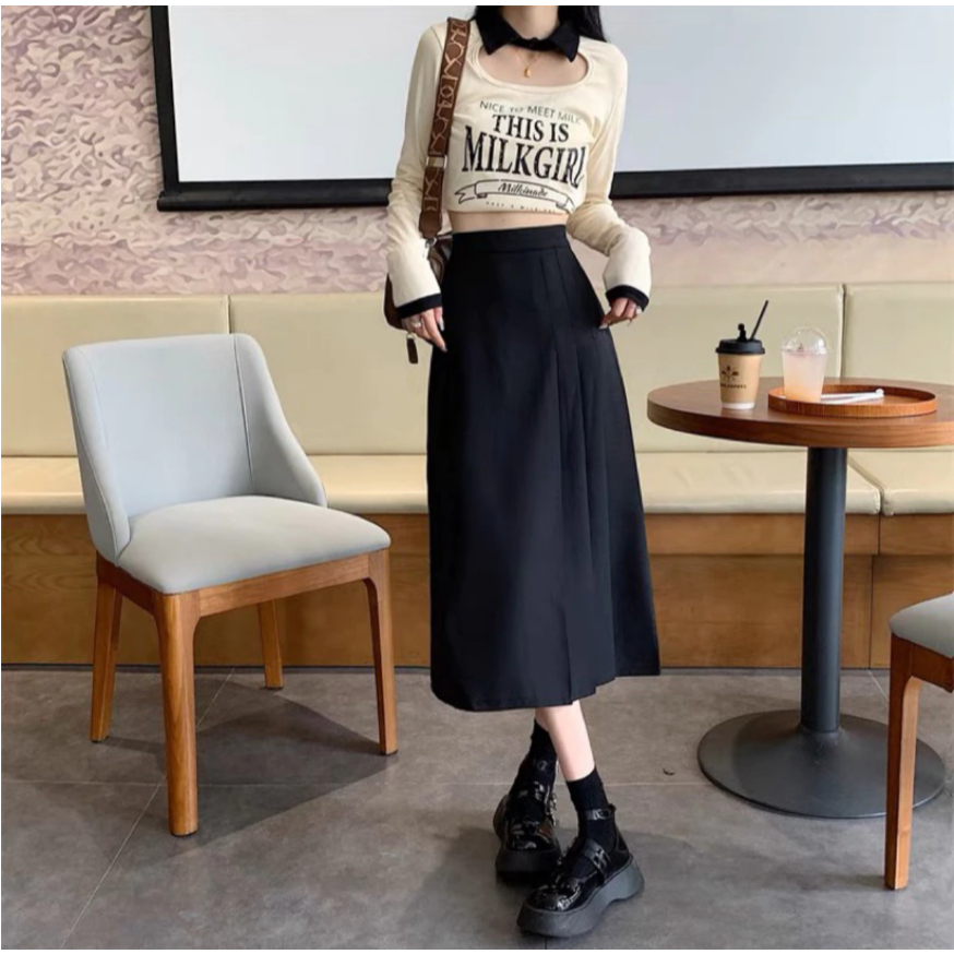 Chân Váy Chữ A Dài 70cm Xếp Ly_SHOPNGOCTRANG19_Thời Trang Công Sở 2024_CV125NT