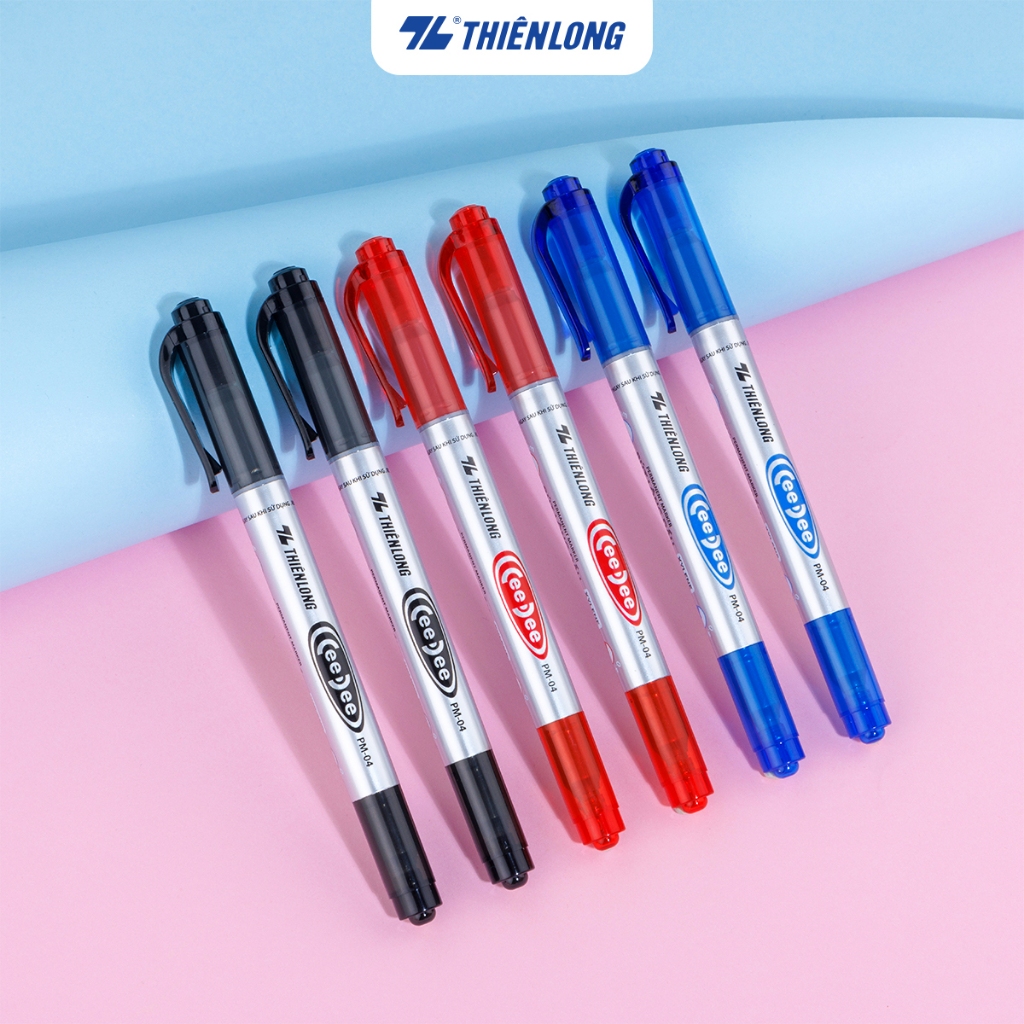 Ảnh Combo 5/10/20 Bút lông dầu 2 đầu Thiên Long PM-04 bám dính tốt - Bút dạ, viết bảng không xoá được 2