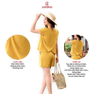 Đồ bộ nữ CARDINA chất liệu đũi bamboo kiểu áo classic cổ tròn thoáng mát trẻ trung nhẹ nhàng 4BDN01