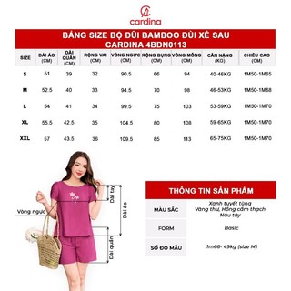 Đồ bộ nữ CARDINA chất liệu đũi bamboo kiểu áo classic cổ tròn thoáng mát trẻ trung nhẹ nhàng 4BDN01