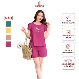 Đồ bộ nữ CARDINA chất liệu đũi bamboo kiểu áo classic cổ tròn thoáng mát trẻ trung nhẹ nhàng 4BDN01