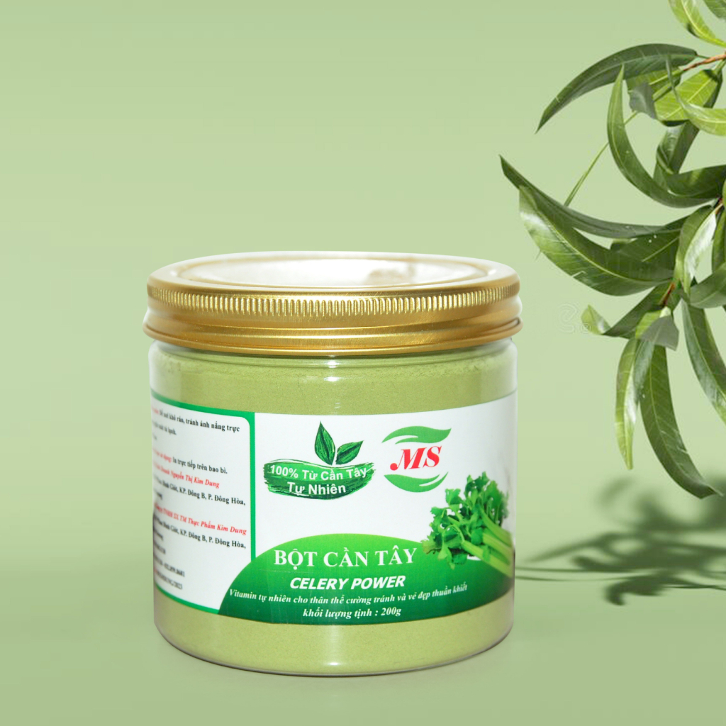 Bột cần tây organic sấy lạnh siêu mịn MS 200g (Bột pha uống giúp đẹp da, detox, giảm cân )