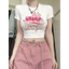 Áo Croptop Tay Ngắn TUANLECLOTHING In Hình Ngôi Sao Nổi Nhẹ Cổ Tròn Màu Trắng