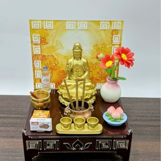 Bàn thờ mini mica in 3D - Tượng Mẹ quan âm - phật ADi Đa