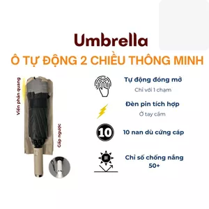 Thanh Lý- Ô Dù Gấp Ngược Tự Động, Ô Đèn Pin Siêu Sáng Che Nắng, Che Mưa Phủ Sơn Đen Chống UV