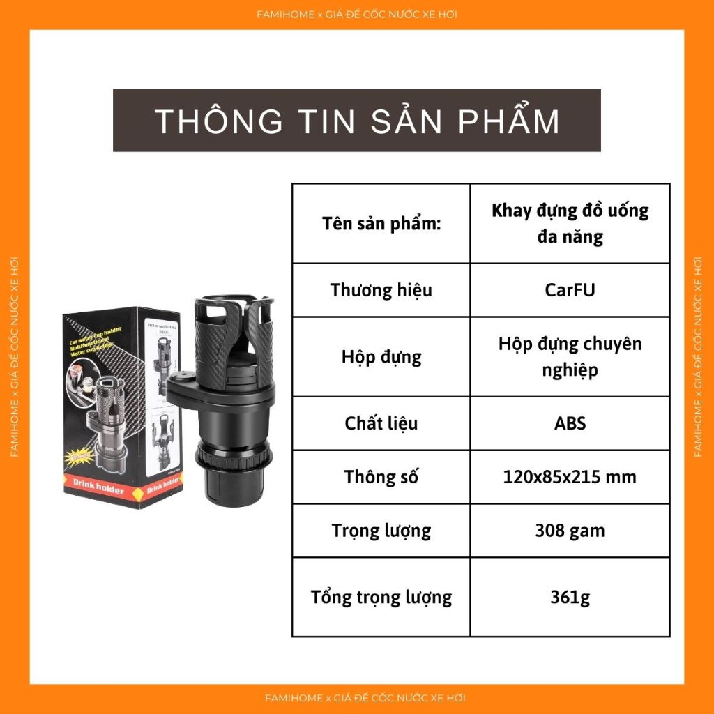 Xa Hang Thanh Ly - Giá Đỡ Cốc ĐTrên Xe Hơi Xoay 360 Độ° Khay Đựng Thức Ăn Có Thể Điều Chỉnh Xoay Tiện Dụng Cho Xe Hơi