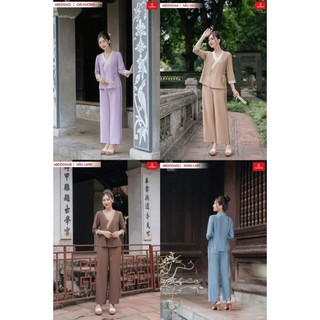 Đồ bộ nữ CARDINA chất liệu đũi bamboo cổ cách tân kiểu dáng nhẹ nhàng thanh lịch thoải mái 4BDD04