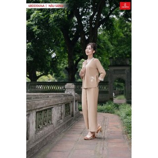 Đồ bộ nữ CARDINA chất liệu đũi bamboo cổ cách tân kiểu dáng nhẹ nhàng thanh lịch thoải mái 4BDD04
