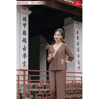 Đồ bộ nữ CARDINA chất liệu đũi bamboo cổ cách tân kiểu dáng nhẹ nhàng thanh lịch thoải mái 4BDD04