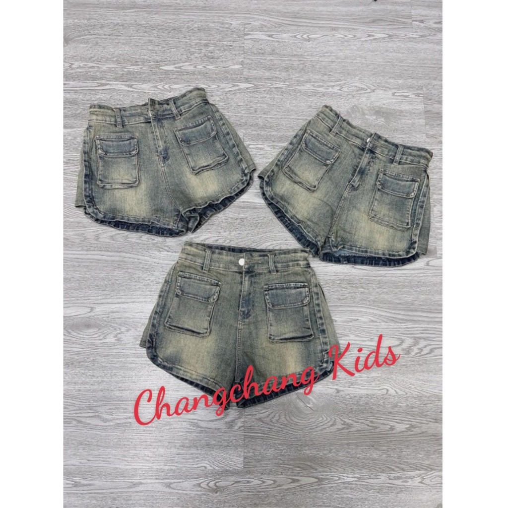 Hàng thiết kế Quần jean đùi túi hộp cho bé chuẩn hàng size nhỏ đến đại và mẹ bé 2t đến 10,12,13,14,15 tuổi