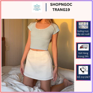 Chân Váy Chữ A Ngắn 42cm Không Cạp, Khóa Kéo Dọt Lệ_SHOPNGOCTRANG19_Thời Trang Hè 2024_CV131NT
