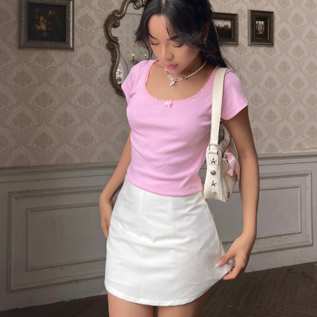 Chân Váy Chữ A Ngắn 42cm Không Cạp, Khóa Kéo Dọt Lệ_SHOPNGOCTRANG19_Thời Trang Hè 2024_CV131NT