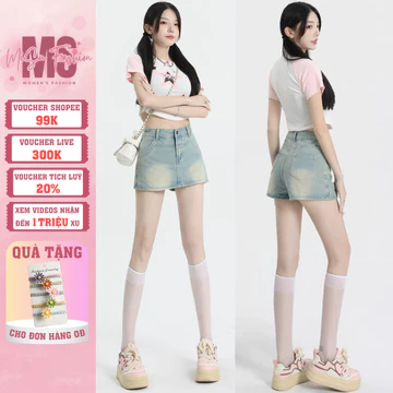 Quần Giả Váy Jean Ngắn Dáng Chữ A Có Quần Mặc Trong MiSU Quần Giả Chân Váy Dáng Ngắn Sexy GV