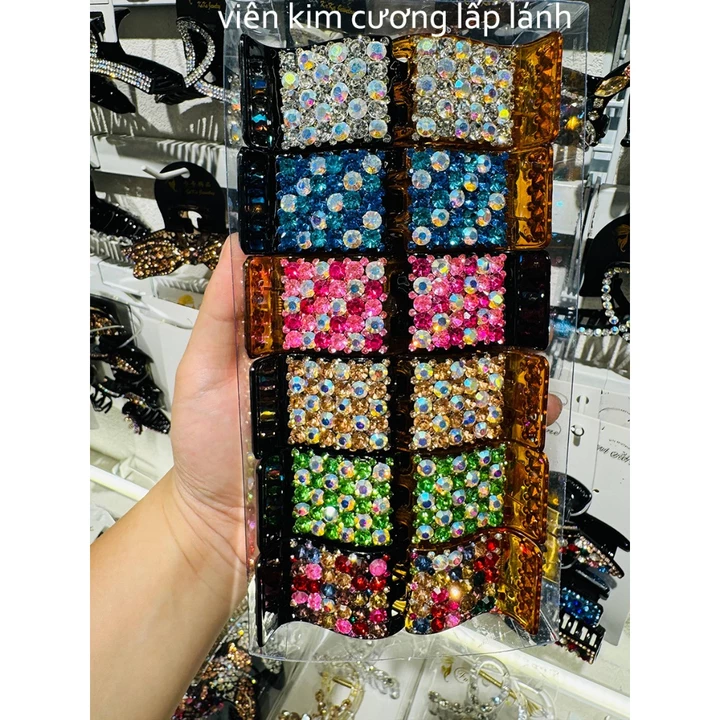 Kẹp Tóc Càng Cua 5 Răng Size Đại Đính Đá Pha Lê Lấp Lánh Cao Cấp Phong Cách Hàn Quốc - Kẹp Tóc Sang Chảnh