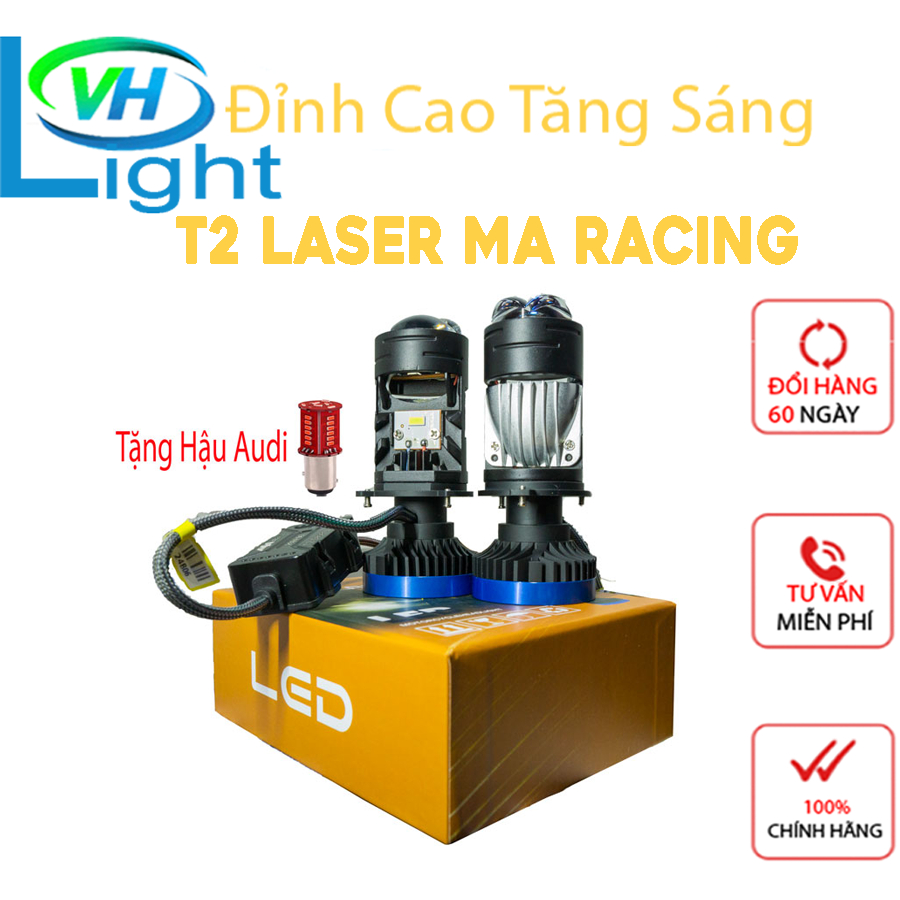 Đèn LED T2 Laser Ma Racing New 2024 45-80W Lắp Cho Các Dòng ÔTô Xe Máy ...