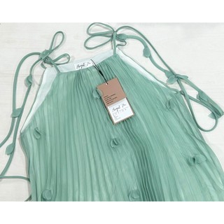 Đầm Maxi Dập Ly Cao Cấp 2 Dây Dáng Xòe Màu Xanh Pastel Đẹp Quyến Rũ, Sang Trọng