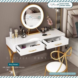 Bàn trang điểm gương tròn đèn BTD090