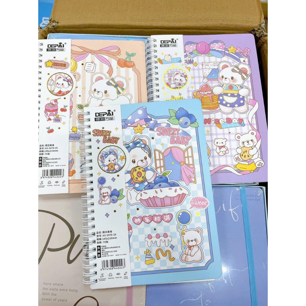 Sổ Tay Lò Xo A5 Bìa Cute