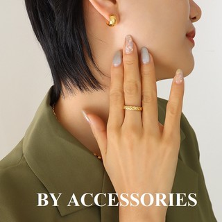 Bông tai nữ titan kiểu chữ C hình bán nguyệt trơn đơn giản mạ vàng 18K thời trang không gỉ WE2434 BY ACCESSORIES