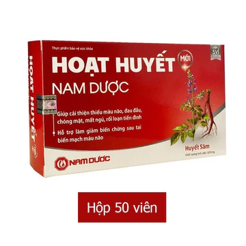 Hoạt huyết Nam Dược, hỗ trợ cải thiện thiếu máu não, đau đầu, chóng mặt, mất ngủ hộp 50 viên