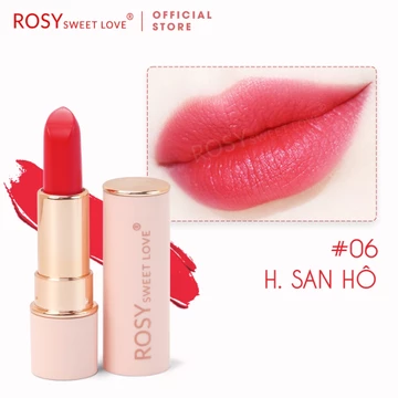 Son sáp lì ROSY SWEET LOVE, màu HỒNG SAN HÔ, son không chì, son mềm mịn, lâu trôi an toàn cho mẹ bầu