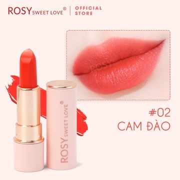 Son sáp lì ROSY SWEET LOVE, màu CAM ĐÀO, son không chì, son mềm mịn, lâu trôi, an toàn cho mẹ bầu