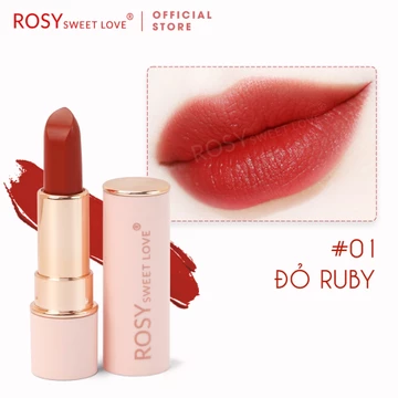 Son sáp lì ROSY SWEET LOVE, màu ĐỎ RUBY, son không chì, son mềm mịn, lâu trôi, an toàn cho mẹ bầu
