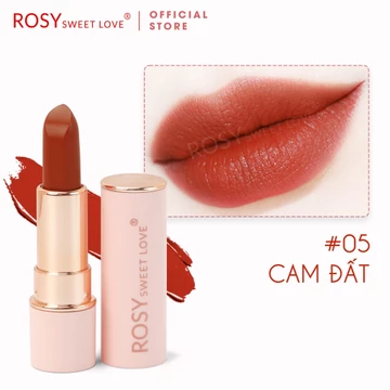 Son sáp lì ROSY SWEET LOVE, màu CAM ĐẤT, son không chì, son mềm mịn, lâu trôi, an toàn cho mẹ bầu