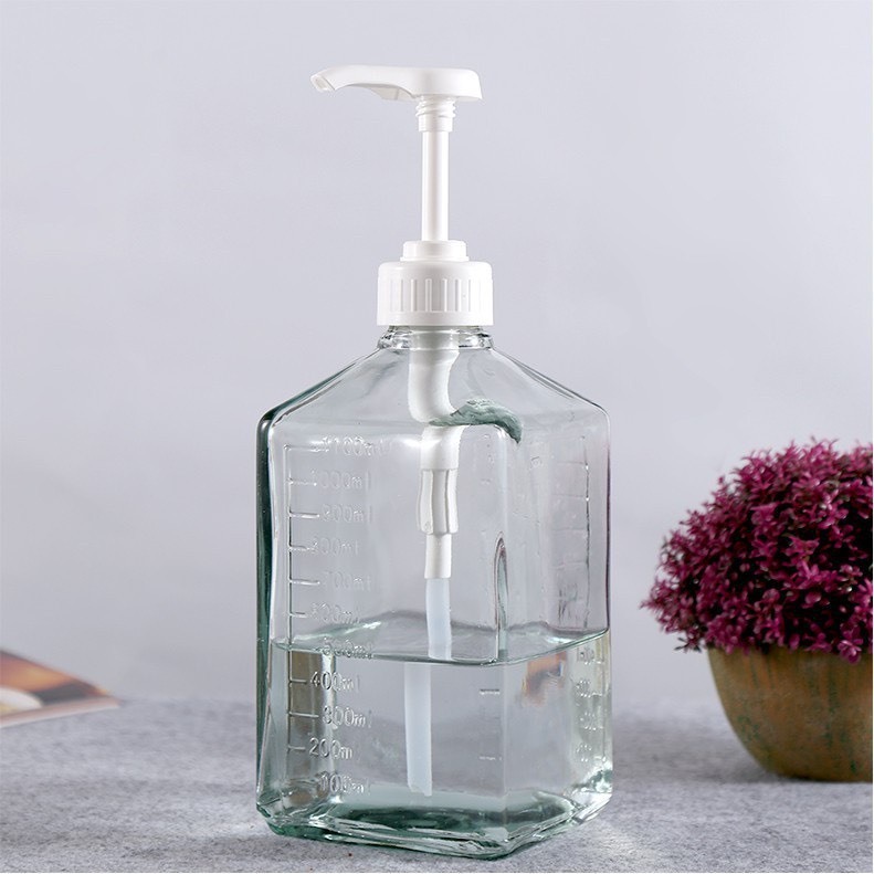 Bình đựng sirup bằng thủy tinh/ nhựa dung tích 1100ml có vòi pump 10ml sử dụng tiện lợi, có vạch chia định lượng