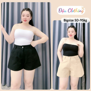Quần đùi bigsize nữ ống rộng lưng cao có khuy cài thoải mái chất kaki đưng form nắng động Q502