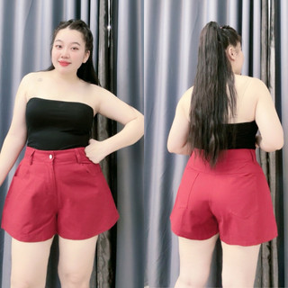 Quần đùi bigsize nữ ống rộng lưng cao có khuy cài thoải mái chất kaki đưng form nắng động Q502