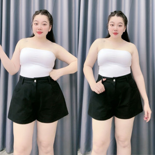 Quần đùi bigsize nữ ống rộng lưng cao có khuy cài thoải mái chất kaki đưng form nắng động Q502