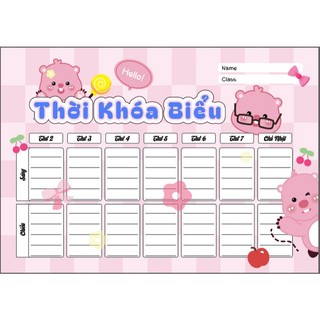 set 8 tờ Thời khóa biểu, in hình theo yêu cầu, Kế hoạch hàng tuần mẫu 2024, nhận in file thiết kế