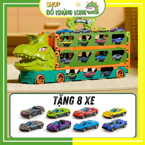 Ô Tô Đồ Chơi Xe Khủng Long Hotwheels 3 Tầng Dài 2m1 Kèm 8 Xe Đua Hợp Kim Xịn Đồ Chơi Khủng Long - BỐ KHỦNG LONG