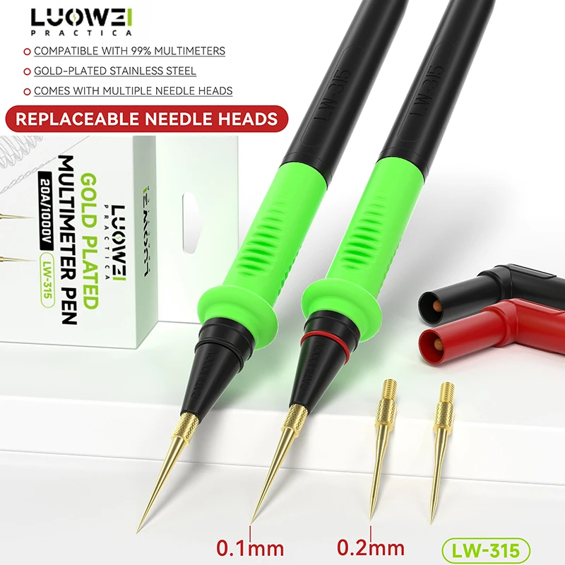 Que đo đồng hồ vạn năng LUOWEI LW-315 đầu kim mạ vàng, dây silicone mềm, đầu kim thay thế