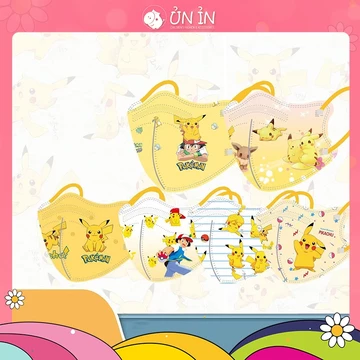 Set 10 khẩu trang y tế 3 lớp 4D kháng khuẩn cho bé, khẩu trang chống bụi hình thú dễ thương size 4-12 tuổi PK283