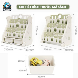 Giá Sách Cho Bé 5 Tầng Kèm Hộc Đựng Đồ, Kệ Đựng Đồ Pakey Cao Cấp Hình Gấu Đáng Yêu, Nhựa Nguyên Sinh Chắc Chắn