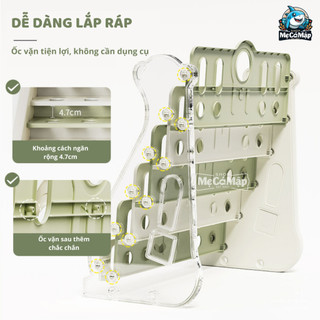 Giá Sách Cho Bé 5 Tầng Kèm Hộc Đựng Đồ, Kệ Đựng Đồ Pakey Cao Cấp Hình Gấu Đáng Yêu, Nhựa Nguyên Sinh Chắc Chắn