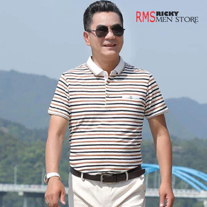 Áo Polo Nam Trung Niên Cao Cấp Cho Bố - Áo Thun Lạnh Kẻ Sọc Cao Cấp RMS