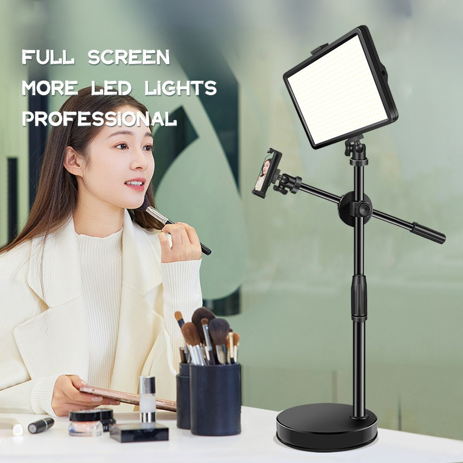 Đèn Livestream vuông Led Andoer 8 inch 4 màu thay đổi ánh sáng kép cho chụp ảnh quay video kèm chân