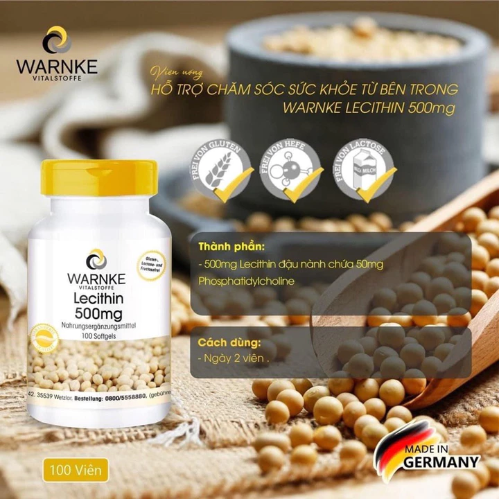 Đồ Uống Đậu Nành Lecithin 500mg Warnke 100v- Nội địa Đức