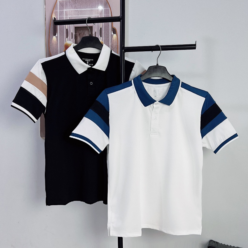[PLP.2] Áo polo poli cá sấu nam Viền cổ và tay áo thời trang, thanh lịch đơn giản, Menswear Top