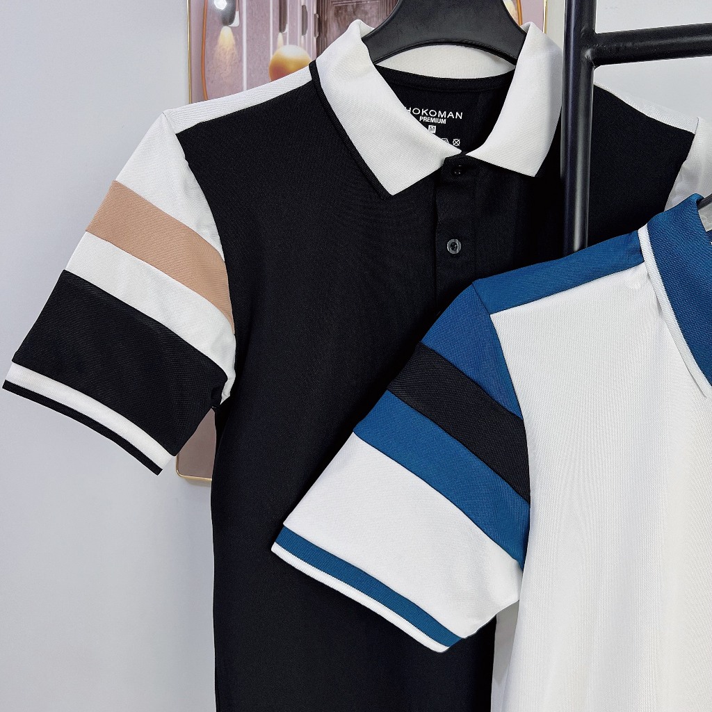 [PLP.2] Áo polo poli cá sấu nam Viền cổ và tay áo thời trang, thanh lịch đơn giản, Menswear Top
