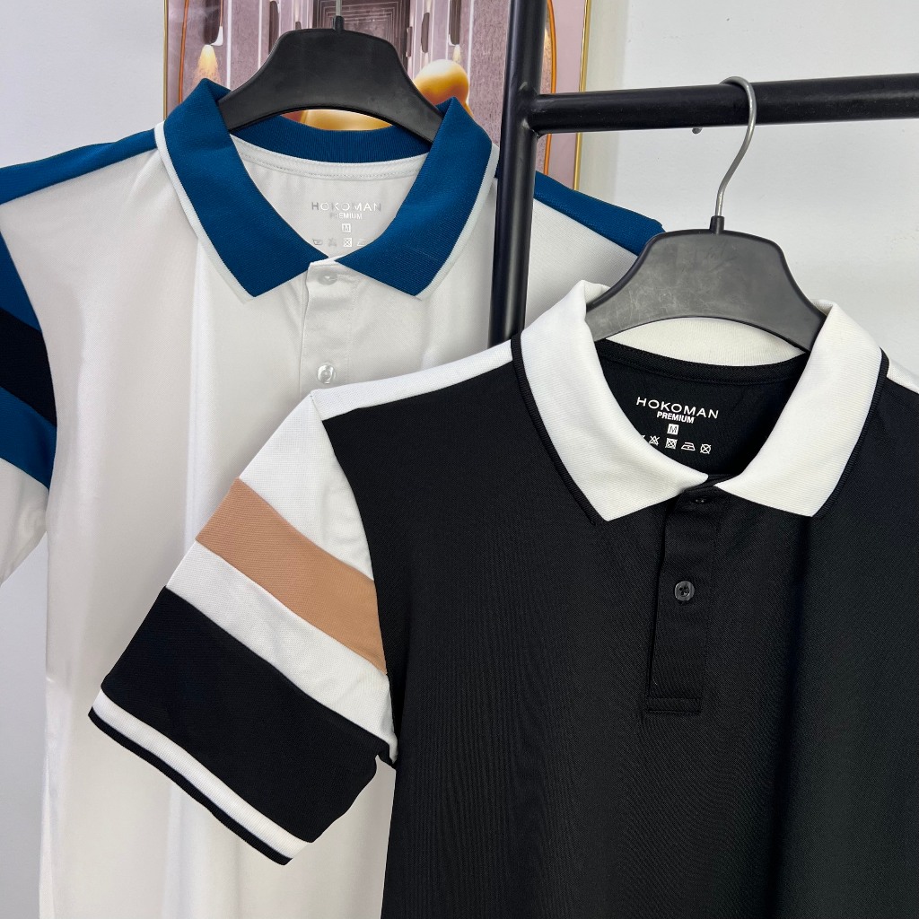 [PLP.2] Áo polo poli cá sấu nam Viền cổ và tay áo thời trang, thanh lịch đơn giản, Menswear Top