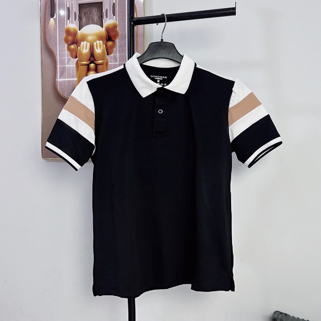 [PLP.2] Áo polo poli cá sấu nam Viền cổ và tay áo thời trang, thanh lịch đơn giản, Menswear Top