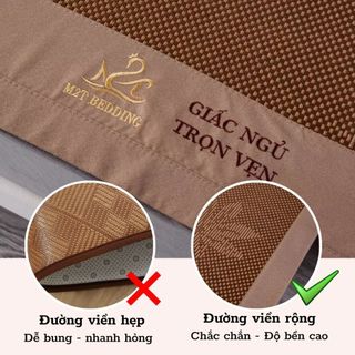 Chiếu mây lụa cao cấp M2T BEDDING mềm, mịn, mát, tặng kèm 2 vỏ gối nằm