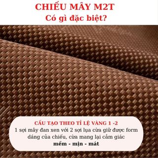 Chiếu mây lụa cao cấp M2T BEDDING mềm, mịn, mát, tặng kèm 2 vỏ gối nằm